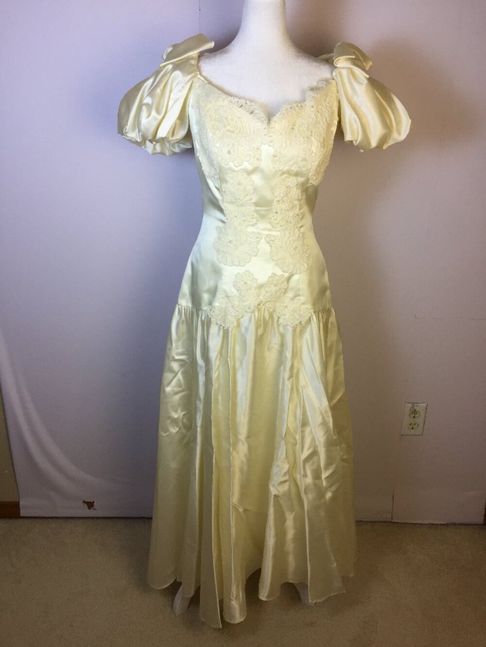 Vtg 1980s Bridal Originals Wedding Dress Size 10 Womans Cream Off the Shoulder - Picture 4 of 15